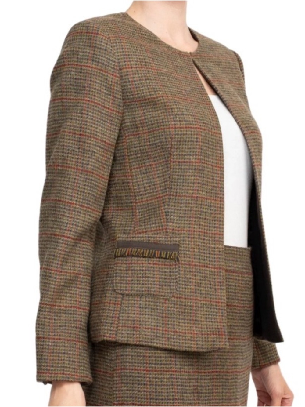 John Meyer Collection 100% Wool Long Sleeve Pockets Hook Closure tweed blazer 6
